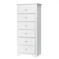 Modern White 6 Drawer Tall Wood Dresser Chest