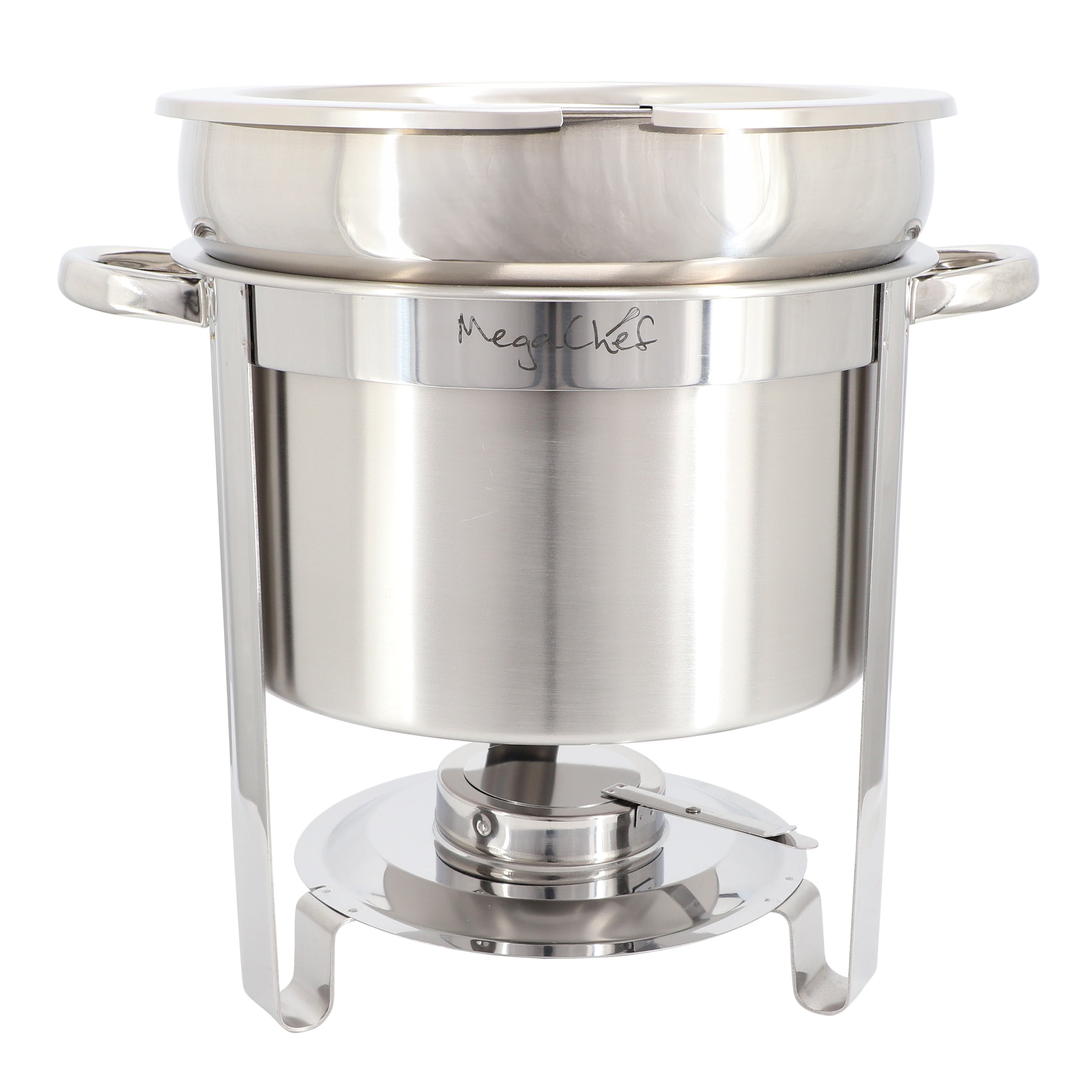 MegaChef 11.6 Quart Round Stainless Steel Professional Soup Chafing Dish in Silver