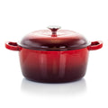 MegaChef 5 Quarts Round Enameled Cast Iron Casserole with Lid in Gradient Red