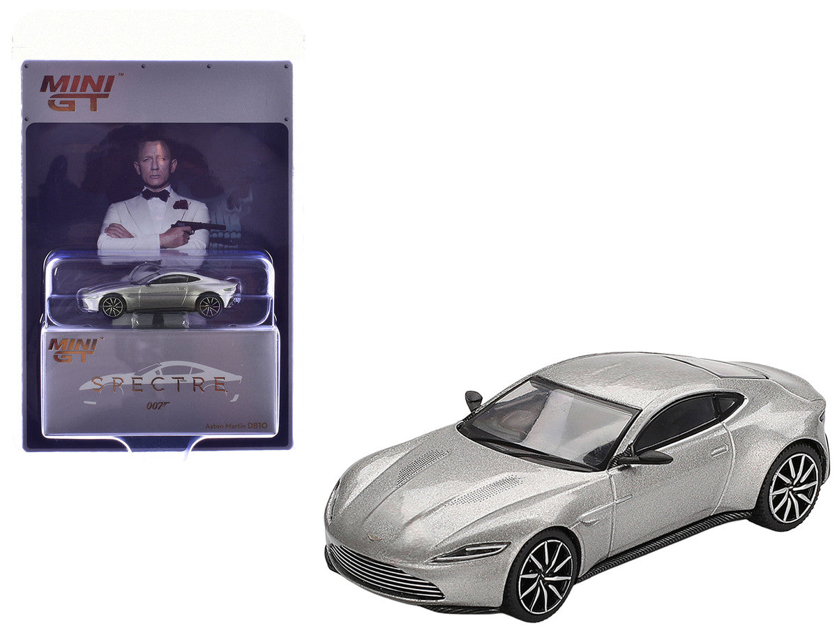 Aston Martin DB10 Silver Metallic 007 James Bond "Spectre" (2015) Movie Limited Edition 1/64 Diecast Model Car by Mini GT