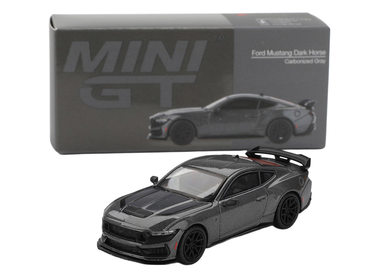 2024 Ford Mustang Dark Horse Carbonized Gray Metallic Limited Edition 1/64 Diecast Model Car by Mini GT