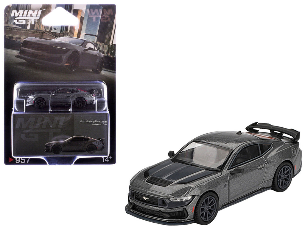 2024 Ford Mustang Dark Horse Carbonized Gray Metallic Limited Edition 1/64 Diecast Model Car by Mini GT