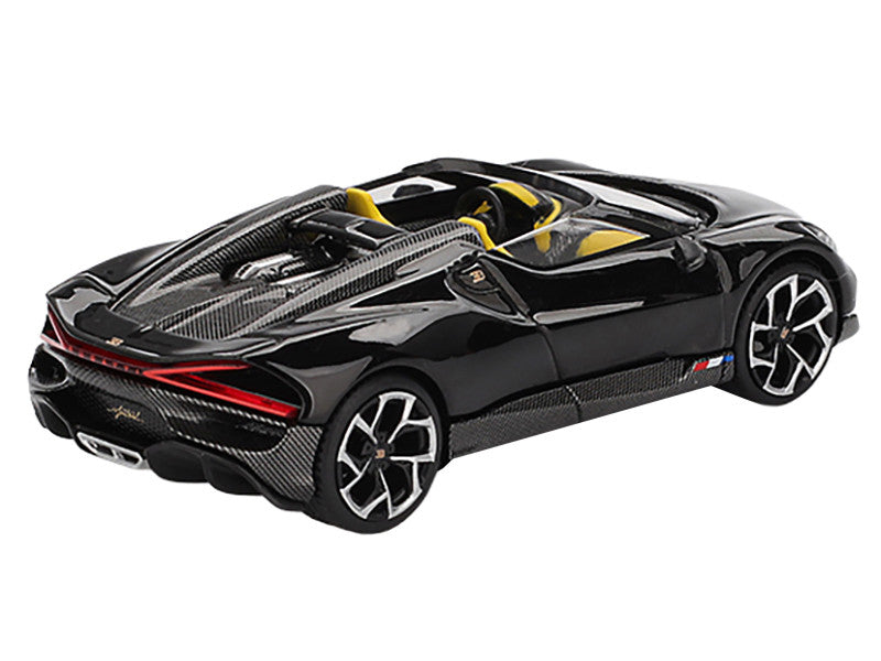 Bugatti W16 Mistral Black with Yellow Interior Limited Edition 1/64 Diecast Model Car by Mini GT