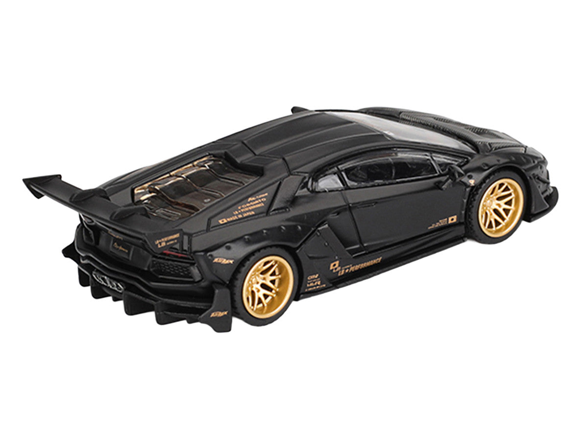 Lamborghini Aventador "LB-Works" Matt Black with Carbon Hood Limited Edition 1/64 Diecast Model Car by Mini GT