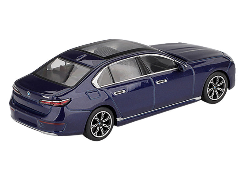 BMW i7 xDrive60 Tanzanite Blue Metallic with Sun Roof Limited Edition 1/64 Diecast Model Car by Mini GT