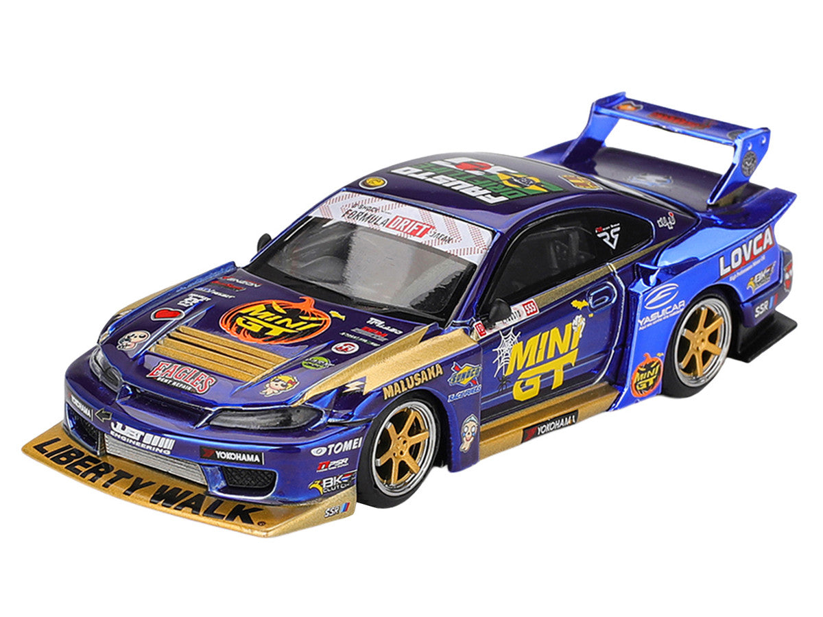 Nissan Silvia (S15) LB-Super Silhouette RHD (Right Hand Drive) #555 Yukio Fausto "Team MINI GT Liberty Walk" Halloween Special "Formula Drift Japan" (2025) Limited Edition 1/64 Diecast Model Car by Mini GT