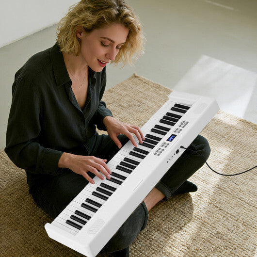 61-Key Foldable Piano Keyboard Full-size Electronic Keyboard with MIDI and Split Function-Pink