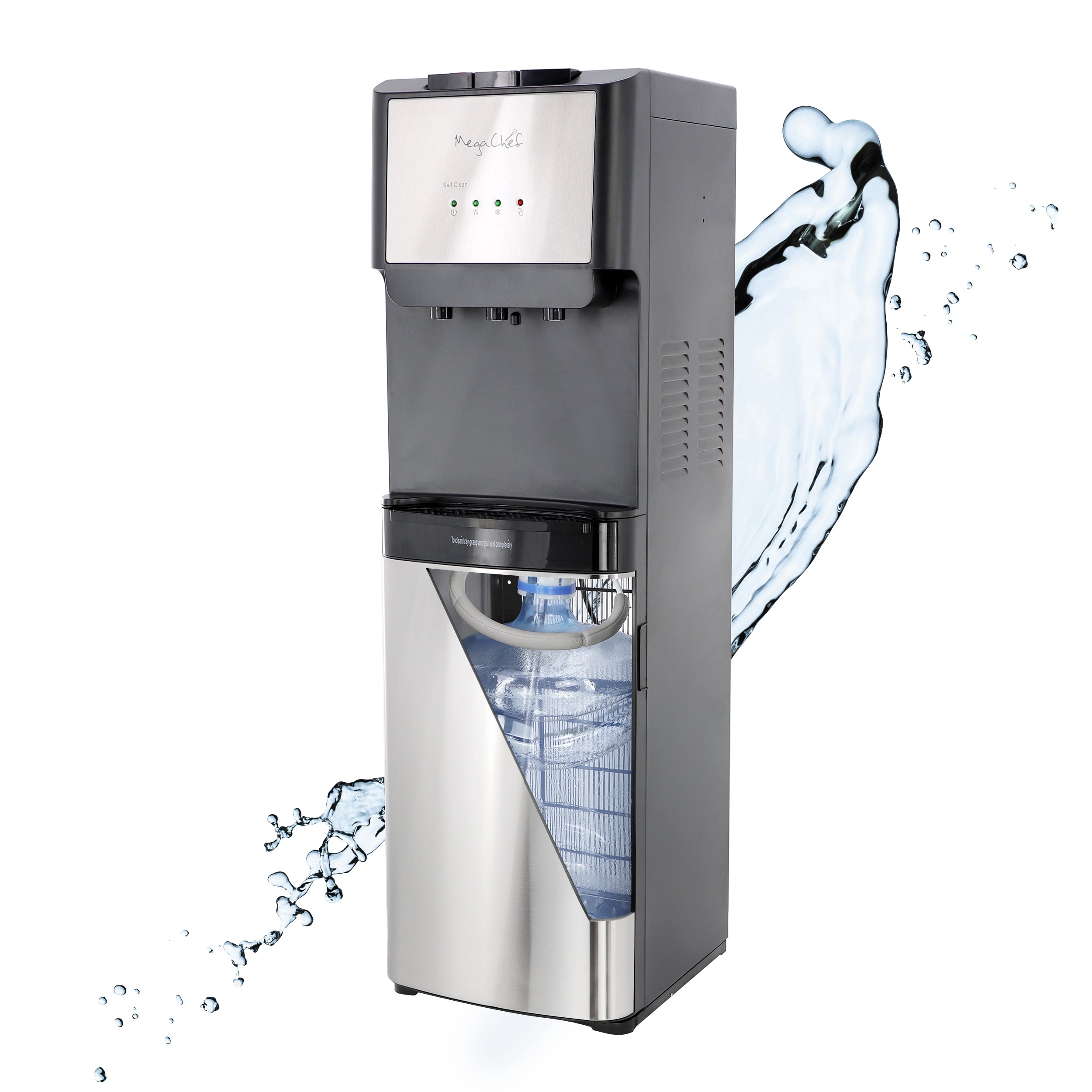 MegaChef 5 Gallon Hot, Room Temp and Cold Water Bottom Load Water Dispenser with UV Self-Cleaning