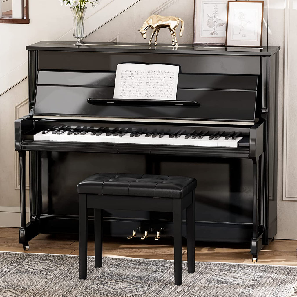 Piano Bench with Padded Cushion and Storage Compartment for Music Sheet, Music Bench, Piano Stool, Vanity Chair