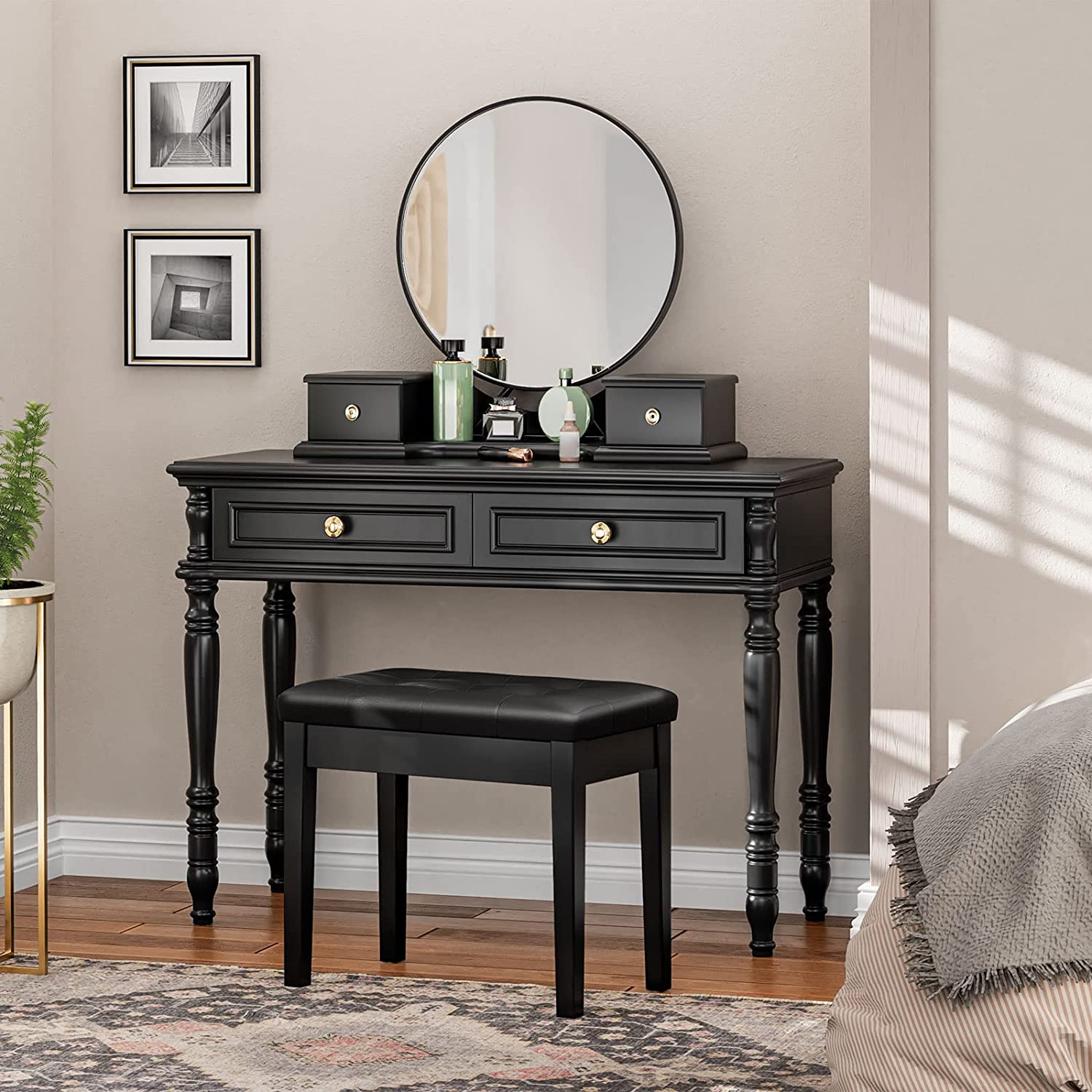 Piano Bench with Padded Cushion and Storage Compartment for Music Sheet