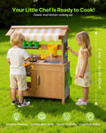 Mud Kitchen, Outdoor Mud Kitchen for Kids, Wood Outdoor Play Kitchens with Spoons, Sink, Tank, Sunshade Canopy, Shovels, Cookware Pots and Accessories, Wooden Play Kitchens for Home, Lawn