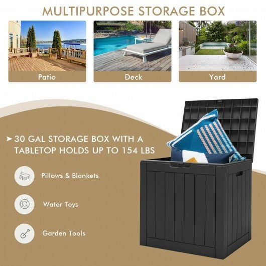 30 Gallon Deck Box Storage Container Seating Tools-Black - Color: Black