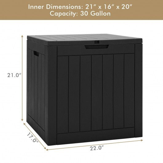 30 Gallon Deck Box Storage Container Seating Tools-Black - Color: Black