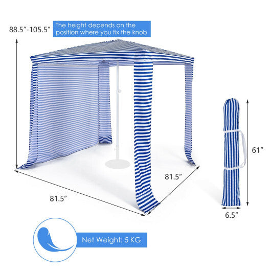 6.6 x 6.6 Feet Foldable and Easy-Setup Beach Canopy With Carry Bag-Blue