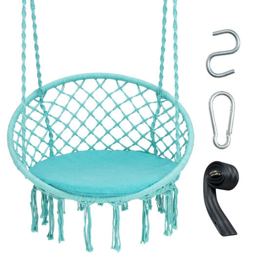 Cushioned Hammock Swing Chair with Hanging Kit-Black