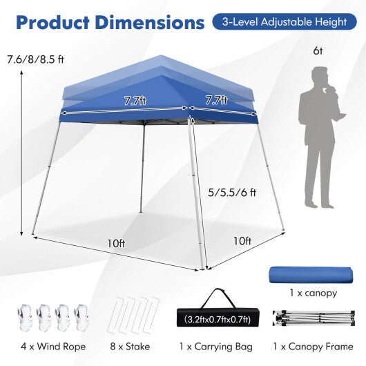 10 x 10 Feet Outdoor Instant Pop-up Canopy with Carrying Bag-Pink