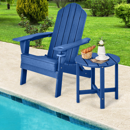 Set of 2 18 Inch Round Weather-Resistant Adirondack Side Tables-Black