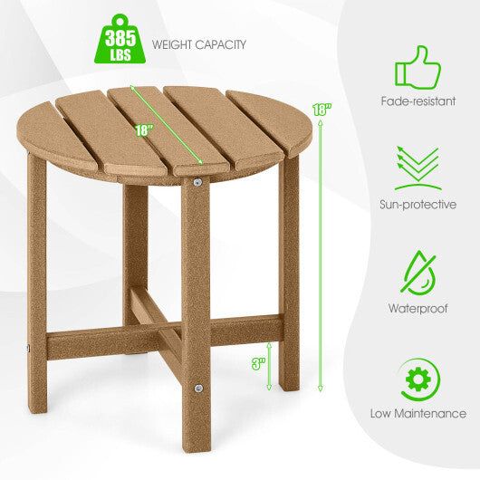 18 Inch Round Weather-Resistant Adirondack Side Table-Black