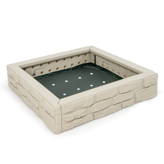 2-In-1 HDPE Kids Sandbox with Cover and Bottom Liner-Brown