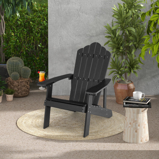 Weather Resistant HIPS Outdoor Adirondack Chair with Cup Holder-Navy