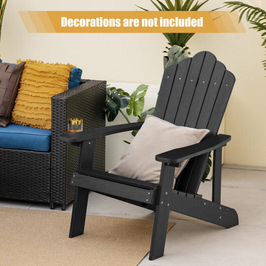 Weather Resistant HIPS Outdoor Adirondack Chair with Cup Holder-Navy