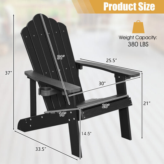 Weather Resistant HIPS Outdoor Adirondack Chair with Cup Holder-Navy