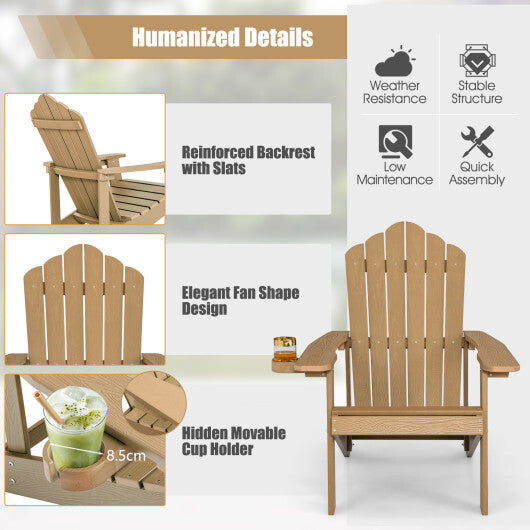 Weather Resistant HIPS Outdoor Adirondack Chair with Cup Holder-Navy