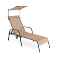 Patio Heavy-Duty 5-Level Adjustable Chaise Lounge Chair-Brown