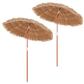 6 FT Thatched Beach Umbrella with Push Button Tilt Carrying Bag Set of 2-Natural