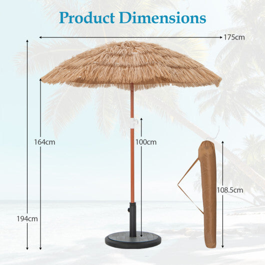 6 FT Thatched Beach Umbrella with Push Button Tilt Carrying Bag Set of 2-Natural