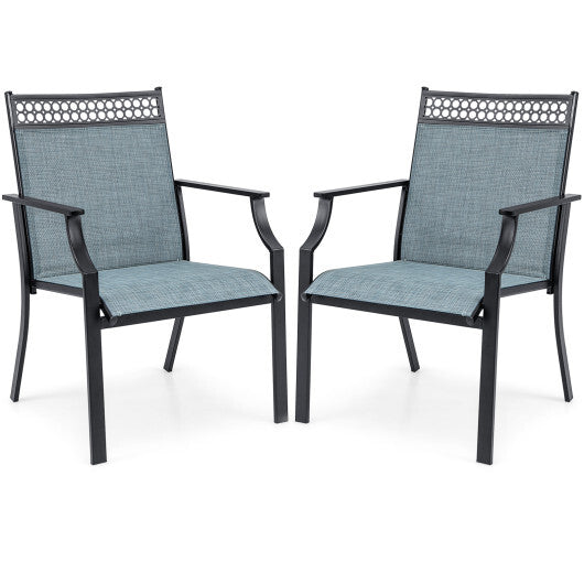 Patio Chairs Set of 2 with All Weather Breathable Fabric-Blue