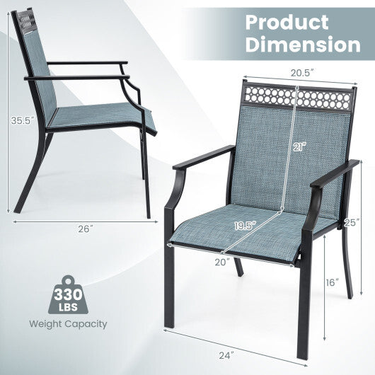 Patio Chairs Set of 2 with All Weather Breathable Fabric-Blue