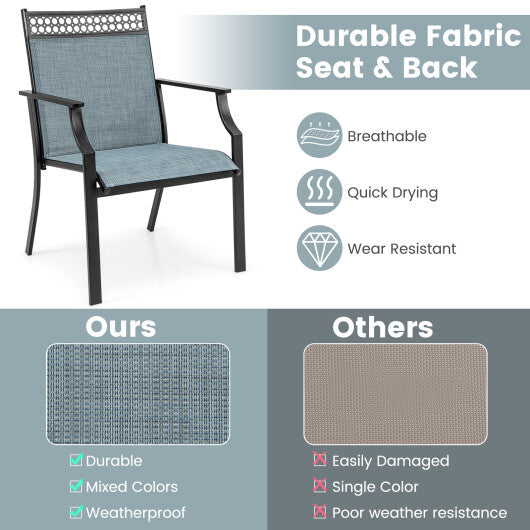 Patio Chairs Set of 2 with All Weather Breathable Fabric-Blue