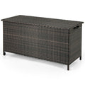 Indoor Outdoor 85 Gallon Storage Container with Waterproof Liner and Universal Wheels-Brown