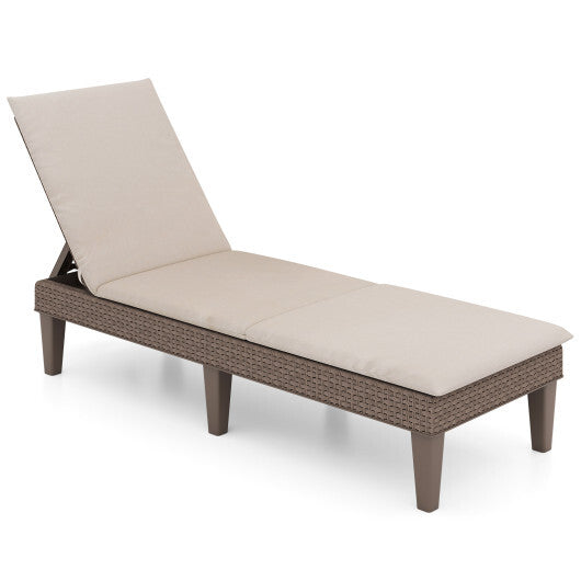 Patio Lounge Outdoor Recliner Chair with Cushion 3-Position Adjustable Backrest-Orange