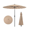 9 Feet Round Patio Umbrella with 18 Fiberglass Ribs-Wine