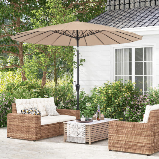 9 Feet Round Patio Umbrella with 18 Fiberglass Ribs-Wine