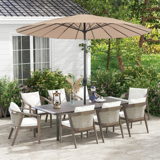 9 Feet Round Patio Umbrella with 18 Fiberglass Ribs-Wine
