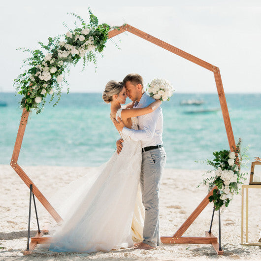 Wooden Wedding Arch Solid Wood Arbor Backdrop Stand for Wedding Ceremony-Round