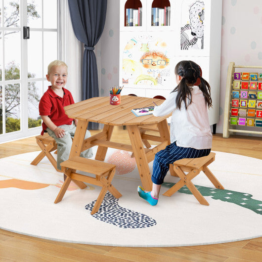 Kids Wooden Table Set for Children Aged 3+ Years-Gray