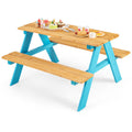 Children Outdoor Wooden Table with Bench Seats for Indoor and Outdoor Use-Natural