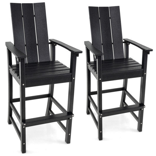 Tall Adirondack Chair Outdoor Bar Stool with Ergonomic Backrest for Backyard-Blue
