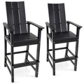 Tall Adirondack Chair Outdoor Bar Stool with Ergonomic Backrest for Backyard-Blue