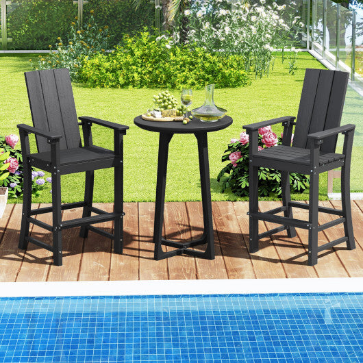 Tall Adirondack Chair Outdoor Bar Stool with Ergonomic Backrest for Backyard-Blue