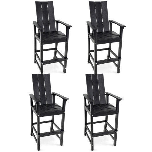 Tall Adirondack Chair Outdoor Bar Stool with Ergonomic Backrest for Backyard-Blue