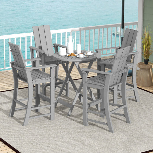 Tall Adirondack Chair Outdoor Bar Stool with Ergonomic Backrest for Backyard-Blue