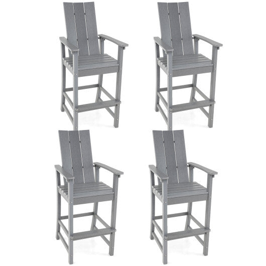 Tall Adirondack Chair Outdoor Bar Stool with Ergonomic Backrest for Backyard-Blue