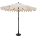 9 Feet Patio Umbrella with Crank Handle and Push Button Tilt-Brown