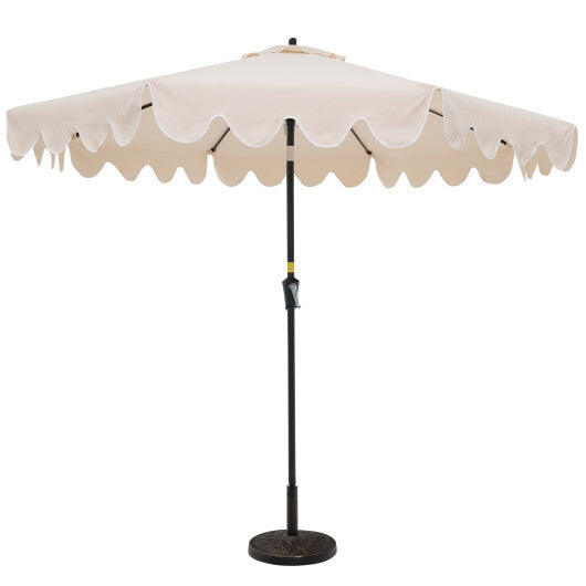 9 Feet Patio Umbrella with Crank Handle and Push Button Tilt-Brown