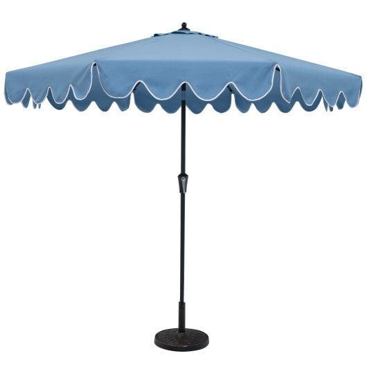 9 Feet Patio Umbrella with Crank Handle and Push Button Tilt-Brown